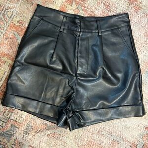 SHEIN Black Faux Leather High Waist Shorts